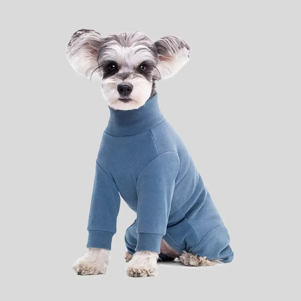 Warmes weiches Fleece-Hochkragen-Einteiler für vierbeinige Hunde mit verstellbarem Bund