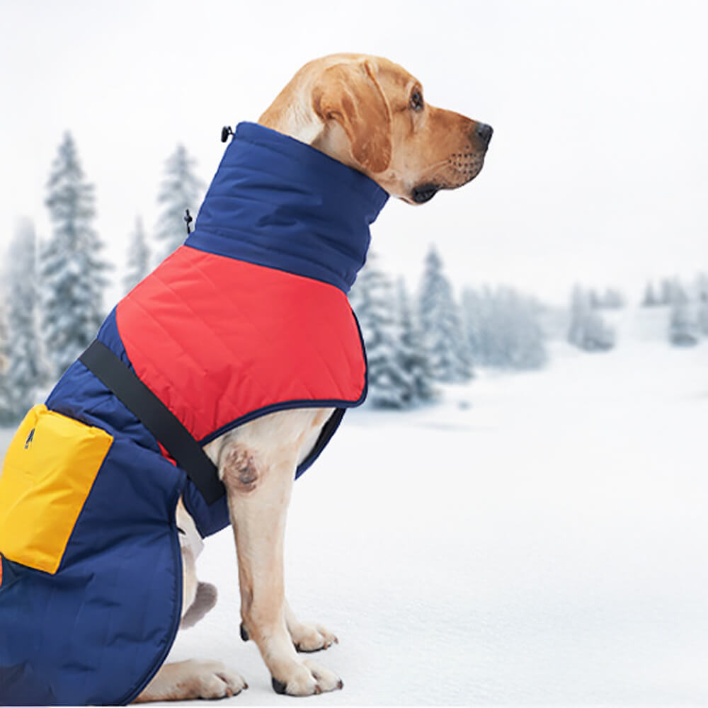 Warme Wasserdichte Hundejacke mit Rollkragen und verstellbarer Tasche