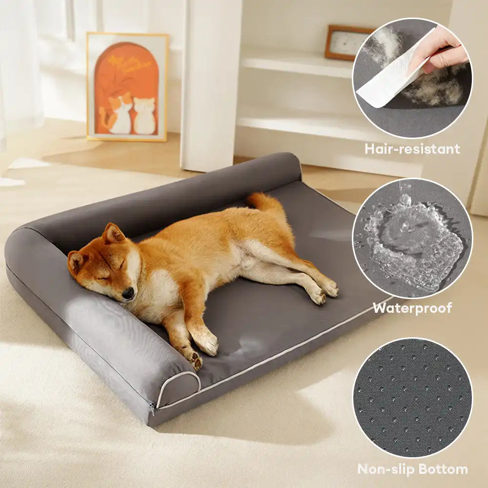 Wasserfestes Ei-Schaum-Orthopädisches Bett mit L-förmigen Seiten, großes Hundebett