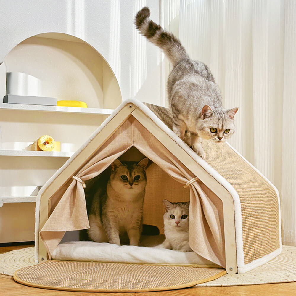 All-in-One Katzenzelt mit Kratzdach und gemütlicher Schlaffläche