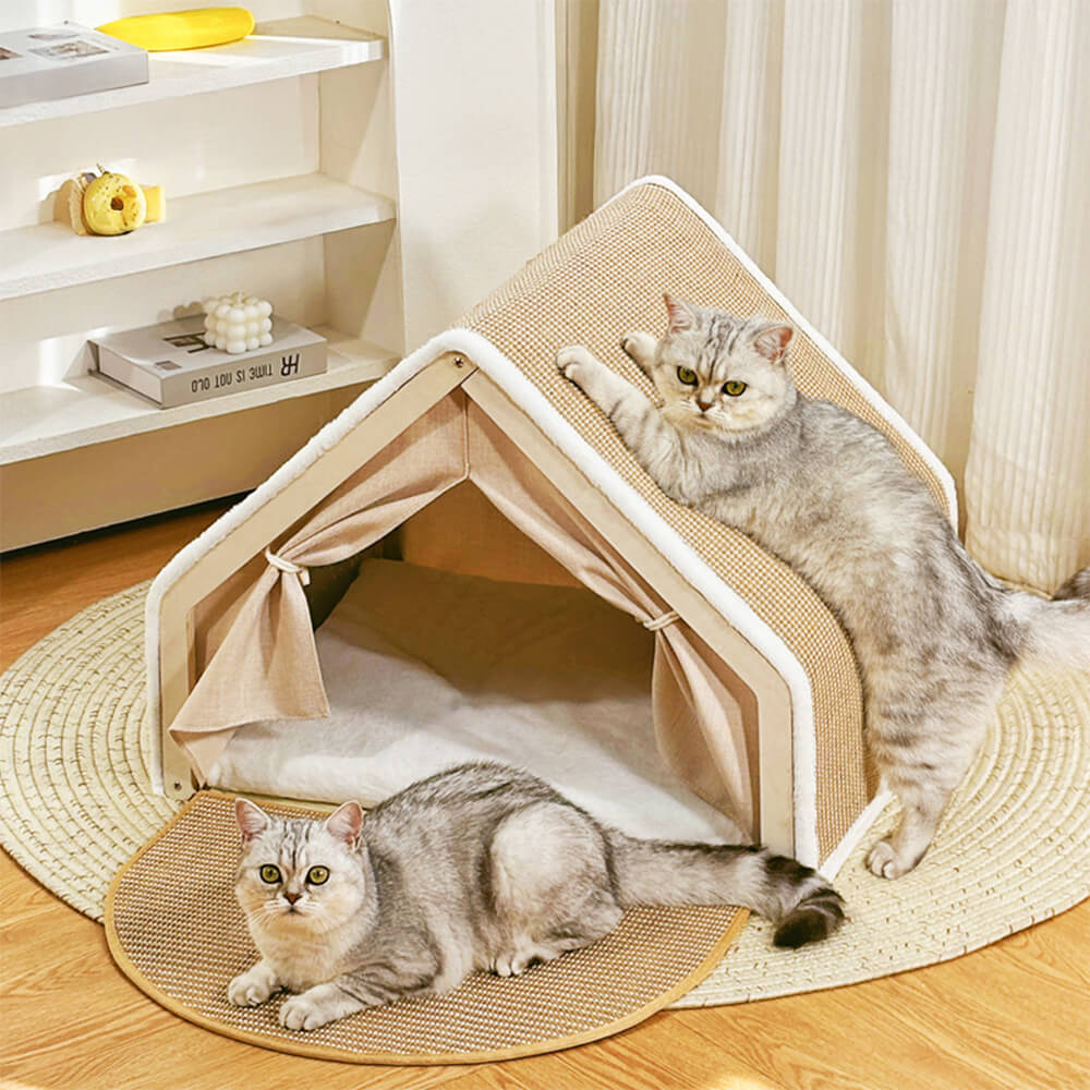 All-in-One Katzenzelt mit Kratzdach und gemütlicher Schlaffläche
