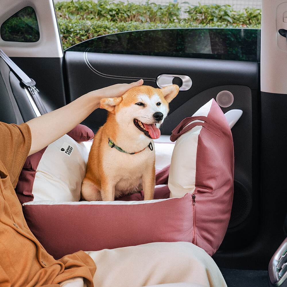 Sicherheitsbett Hundebett fürs Auto mit Bärenohren