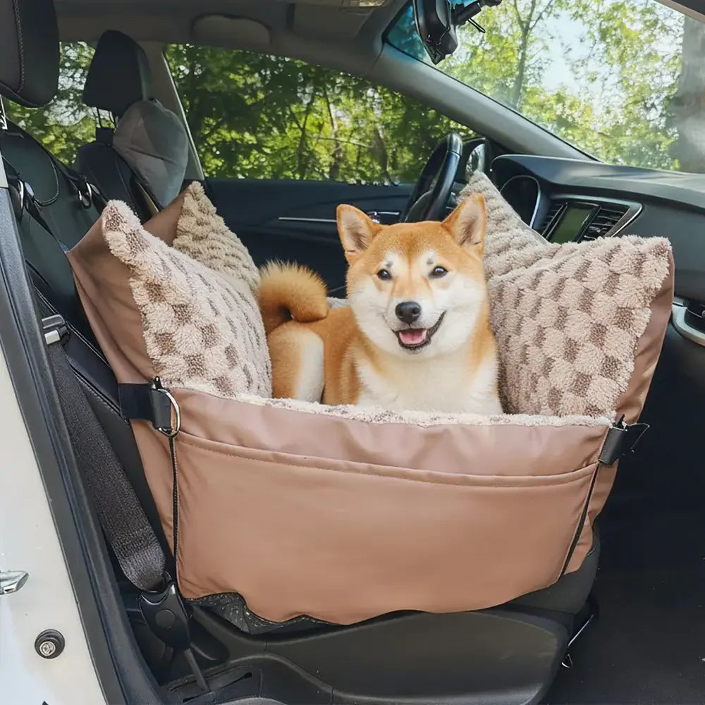 Schachbrett Kunstleder Sicherheits-Mittelkonsole Haustier Auto-Sitz und Träger 2-in-1