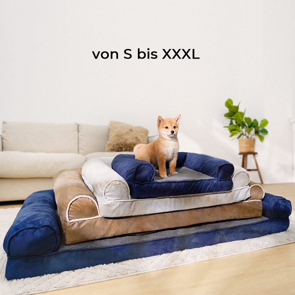 Orthopädisches Hundebett mit vollständiger Stützfunktion aus Kunstfleece und Wildleder