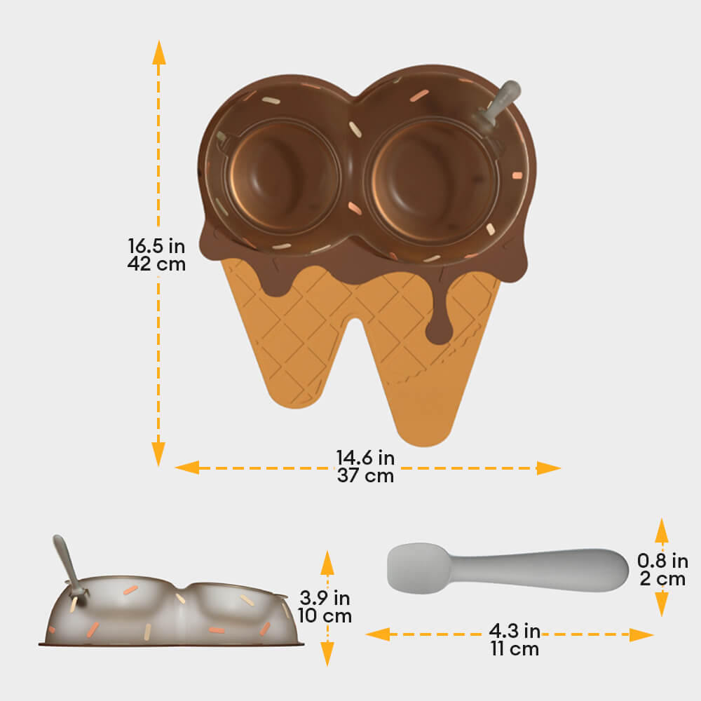 Eiscreme-Themen-Doppelschüssel für Futter und Wasser für Hunde und Katzen