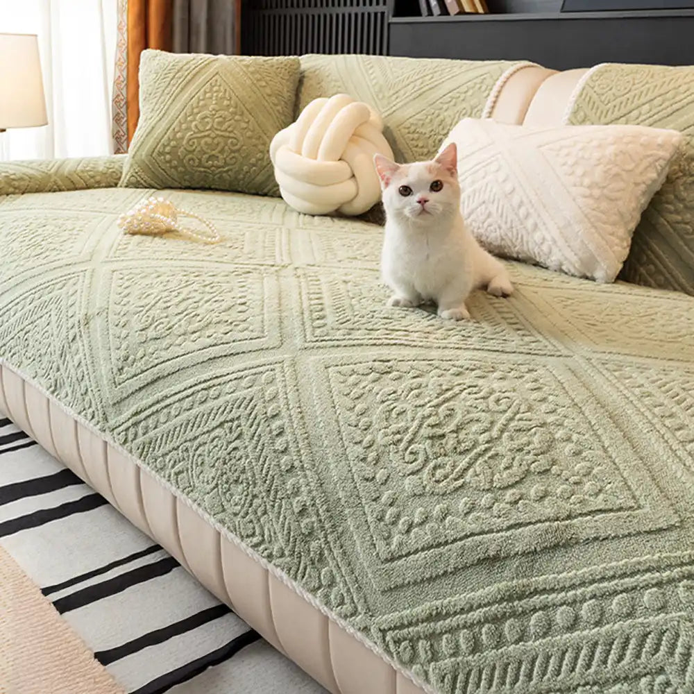 Ganzjahres-Nordic-Style-gestepptes Plüsch-Sofaüberwurf mit rutschfestem Boden