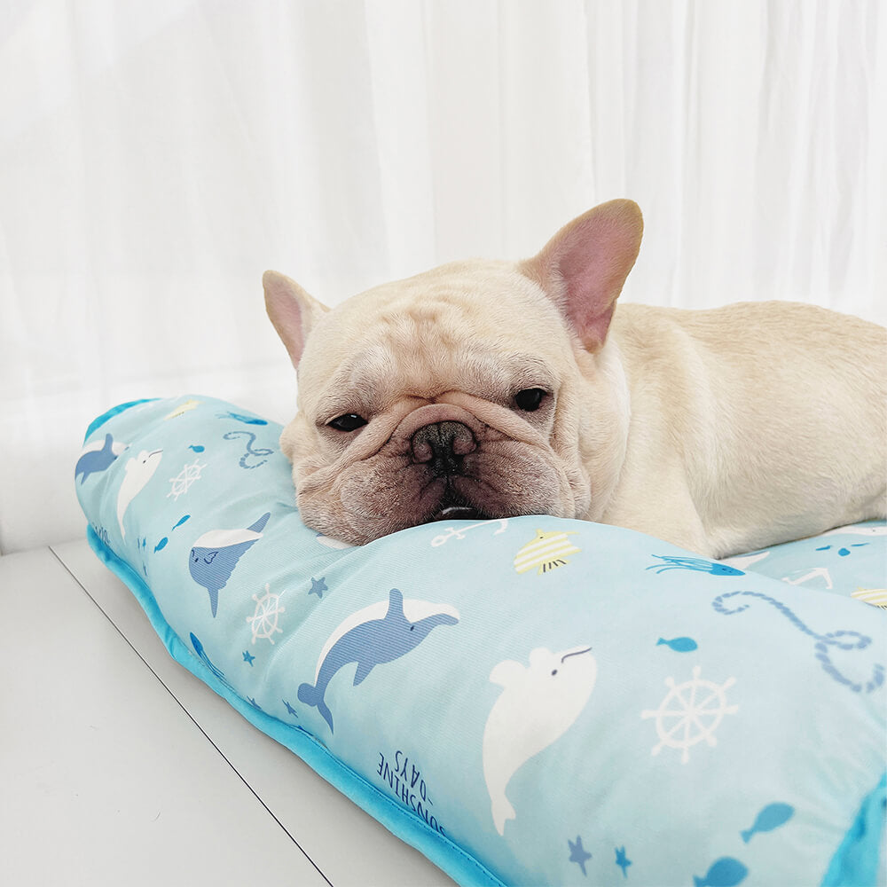 Ozean-Serie Eis-Seiden Atmungsaktive Kühlende Hundematte mit Kissen