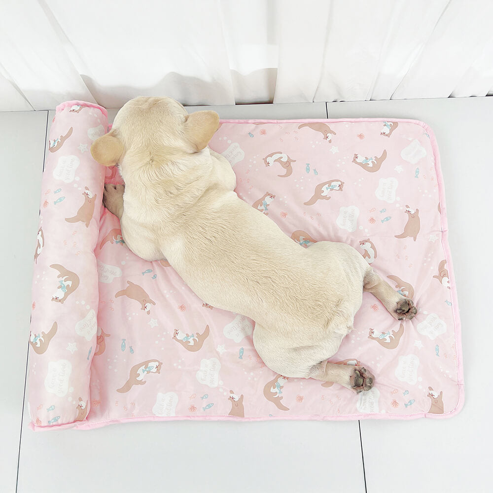Ozean-Serie Eis-Seiden Atmungsaktive Kühlende Hundematte mit Kissen