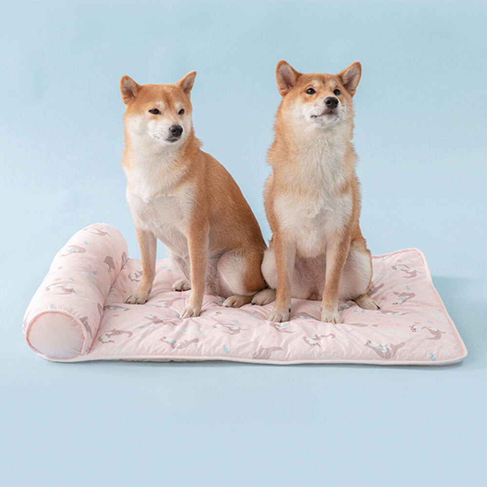 Ozean-Serie Eis-Seiden Atmungsaktive Kühlende Hundematte mit Kissen