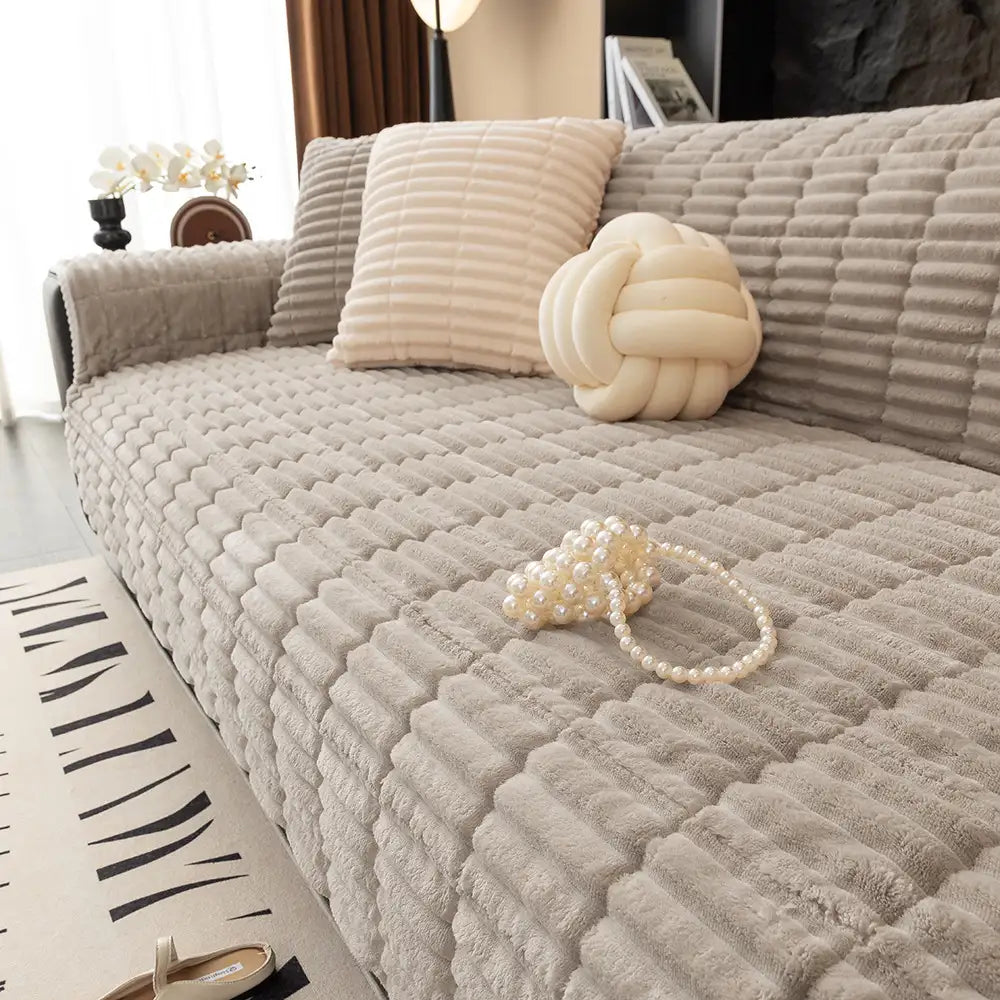 Einsitzer Bequemer Fleece Sofa Schutzhülle Rutschfeste Couchbezug
