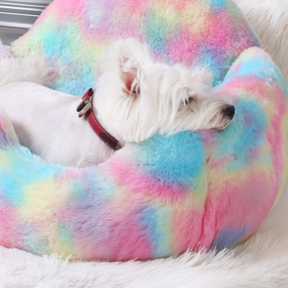 Rainbow Unicorn Plush Washable Warming Dog & Cat Bed