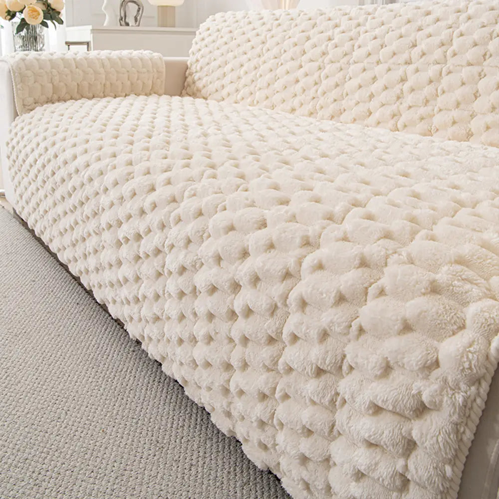 Fuzzy Bubble Plüsch Einteiler Haustierfreundlicher Sofaschutz Rutschfeste Couchabdeckung