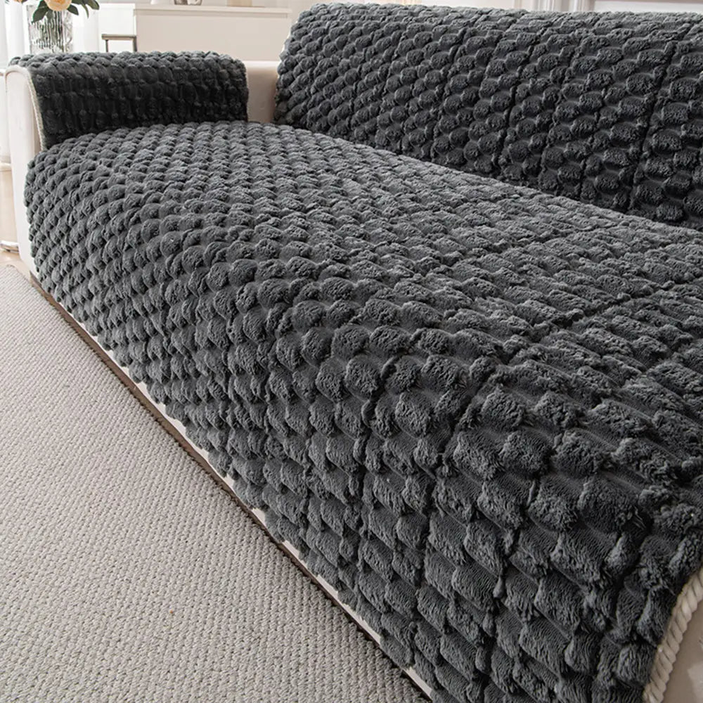Fuzzy Bubble Plüsch Einteiler Haustierfreundlicher Sofaschutz Rutschfeste Couchabdeckung