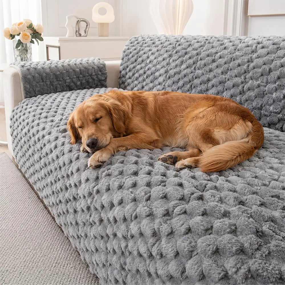 Fuzzy Bubble Plüsch Einteiler Haustierfreundlicher Sofaschutz Rutschfeste Couchabdeckung