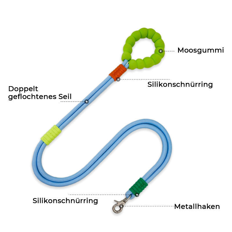 Geflochtene Hundeleine mit zwei Abschnitten „Cotton Candy“