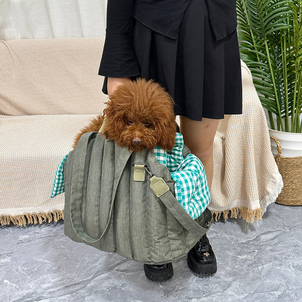 Tragbare Weiche Mehrzweck-Tragetasche für Hunde und Katzen in Gingham-Optik