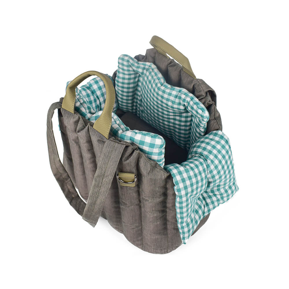 Tragbare Weiche Mehrzweck-Tragetasche für Hunde und Katzen in Gingham-Optik