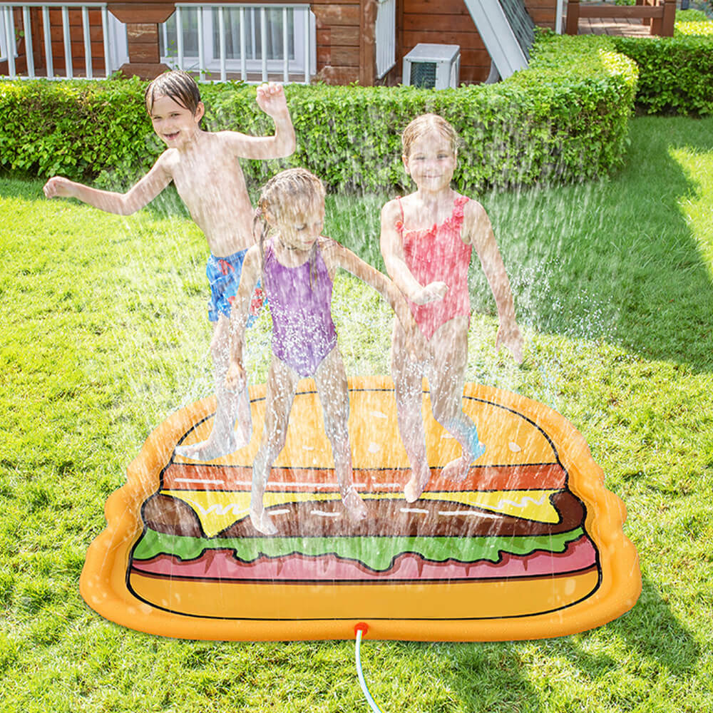 Hamburger extérieur jouets d'eau enfants Splash tapis de jeu chien arroseur Pad