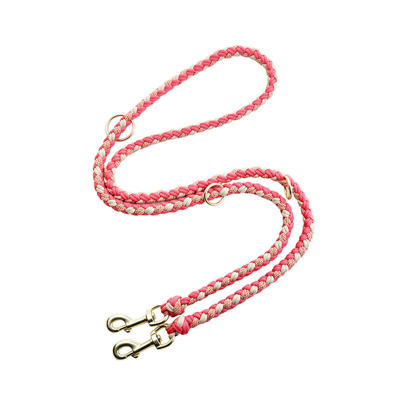 Hand-Woven Leather Multifunctional Anti-Pull Dog Collar and Leash Set