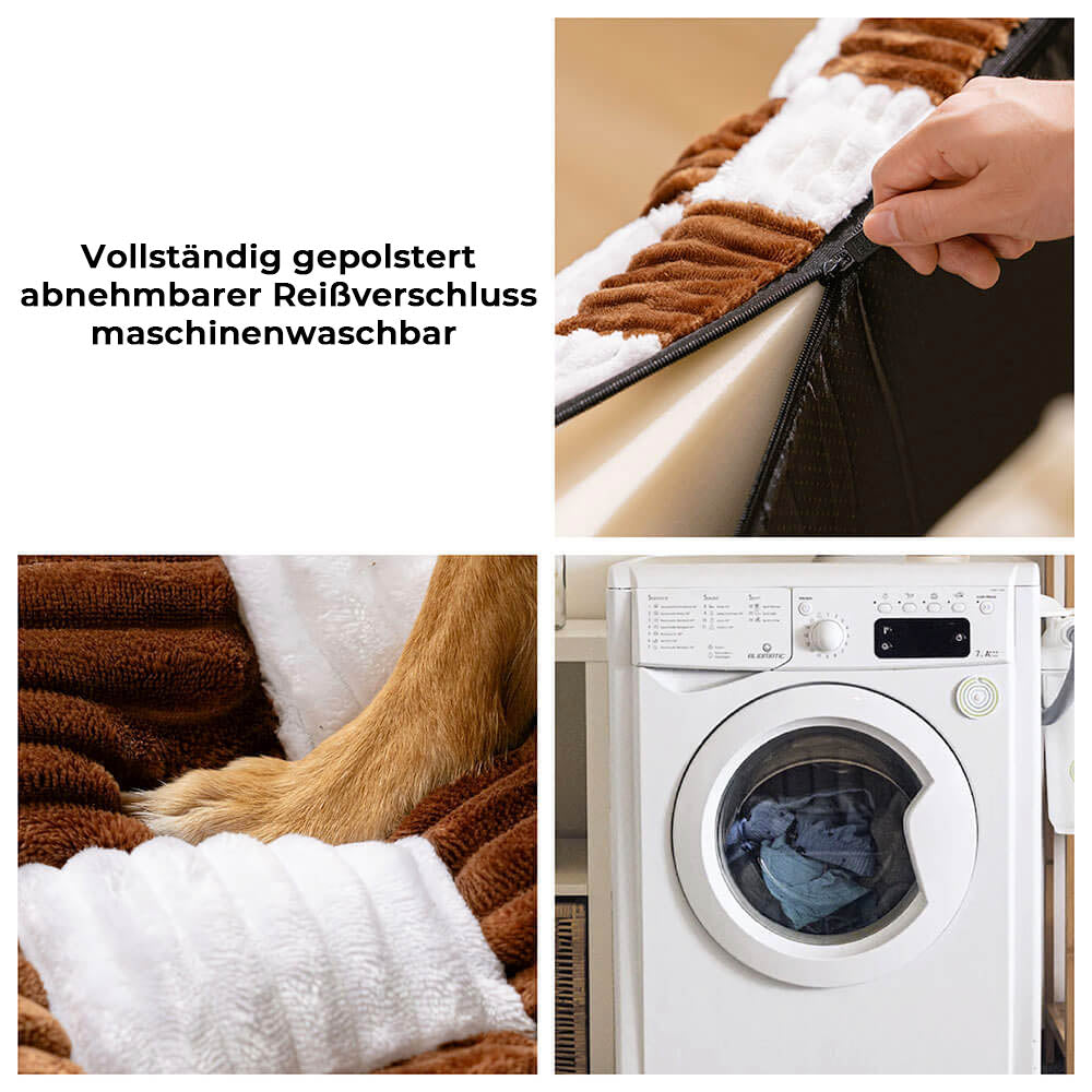 Handgefertigtes Orthopädisches Hundebett mit Kissen aus Plüsch mit Schachbrettmuster