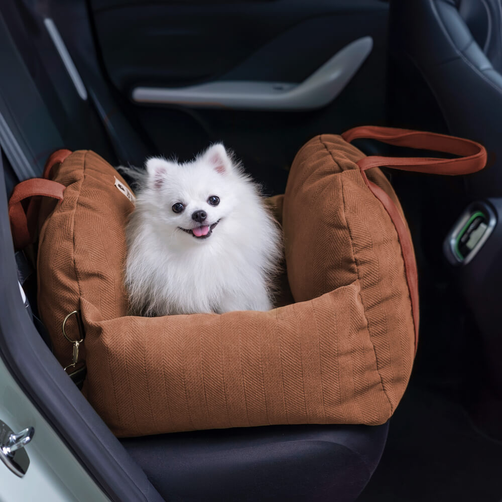 Herringbone Travel Bolster Safety Puppy Dog Car Seat Bed