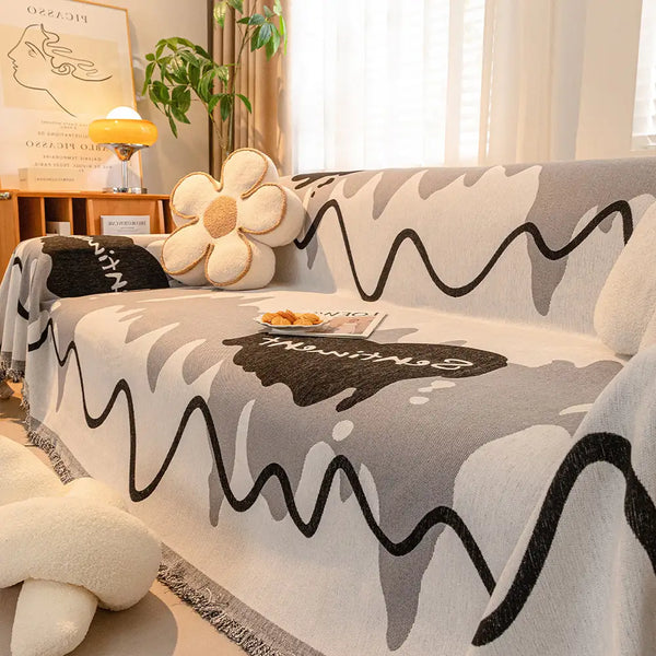 Eiscreme Wellenartige Chenille Kratzfeste Sofadecke Couchbezug