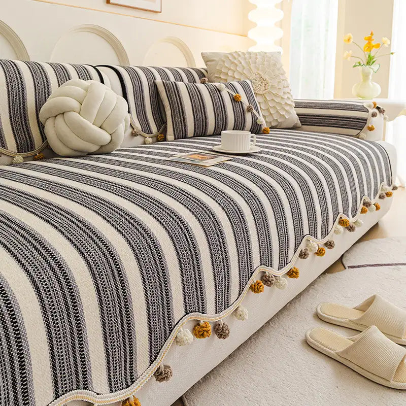 Unregelmäßiger Kontrastfarbe Chenille Hautfreundliche rutschfeste Sofabezug
