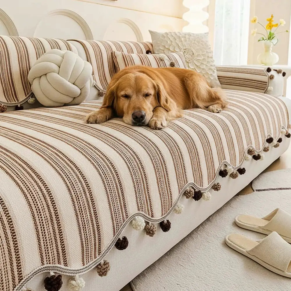 Unregelmäßiger Kontrastfarbe Chenille Hautfreundliche rutschfeste Sofabezug