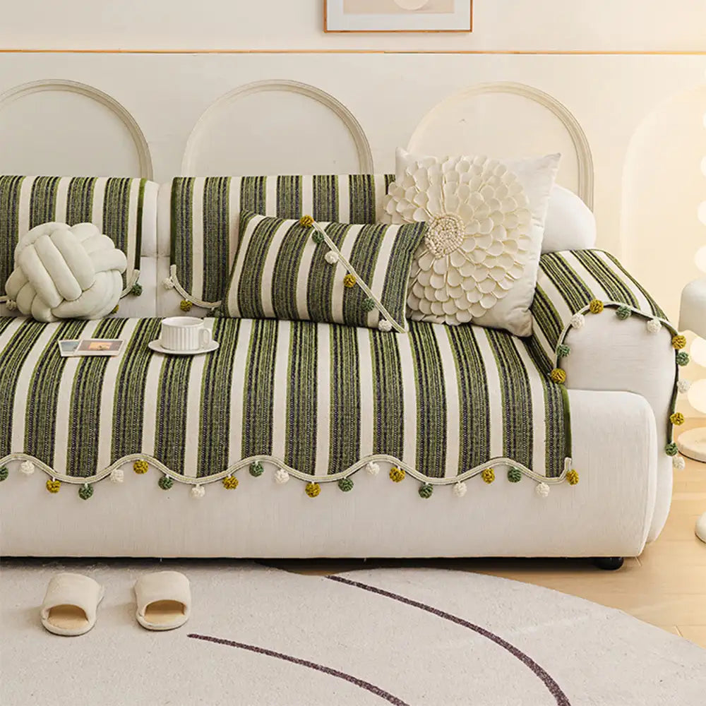 Unregelmäßiger Kontrastfarbe Chenille Hautfreundliche rutschfeste Sofabezug