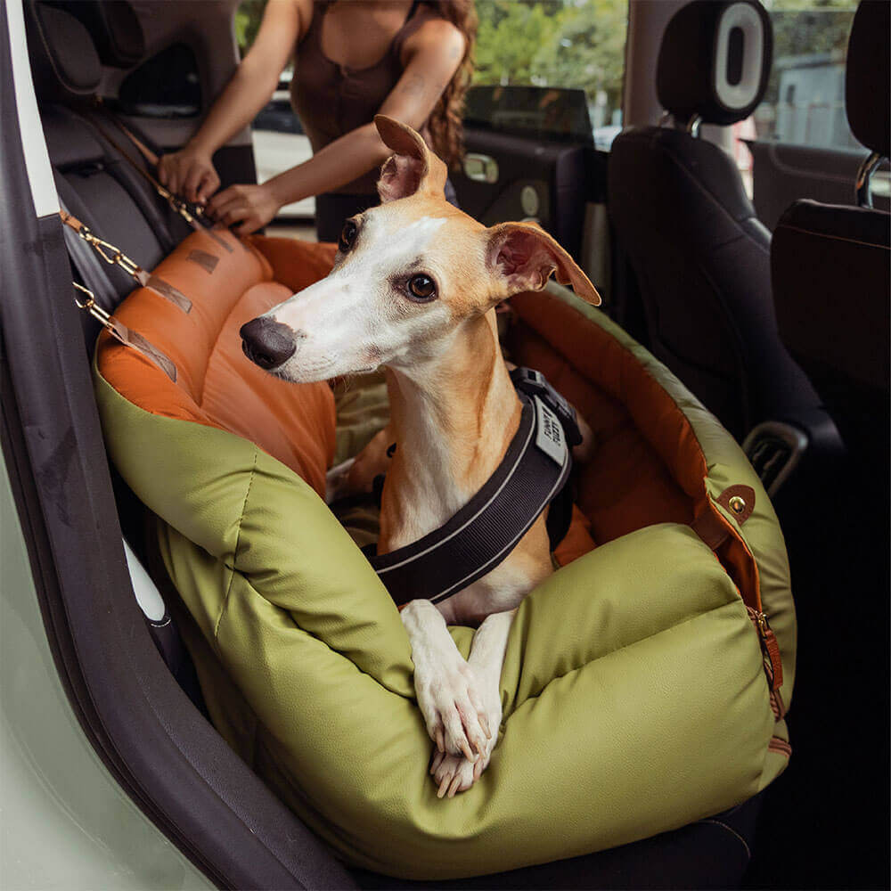 Großes Deluxe-Autositz-Sitzbett aus Kunstleder für Hunde - Urban Voyager