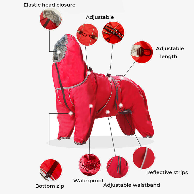 Wasserdicht Verstellbarer Hunderegenmantel Outdoor-Jacke für große Hunde