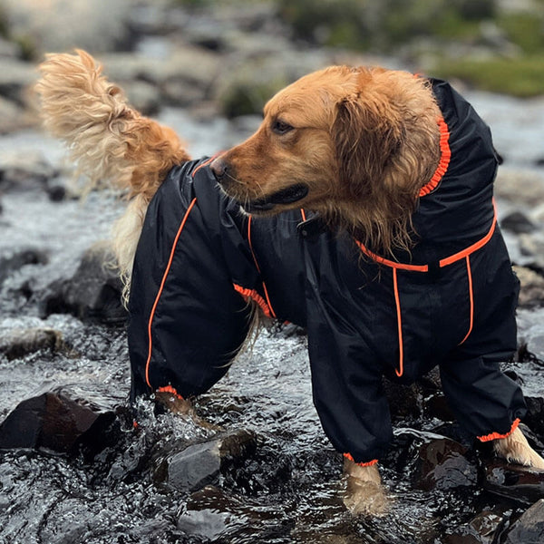 Wasserdicht Verstellbarer Hunderegenmantel Outdoor-Jacke für große Hunde