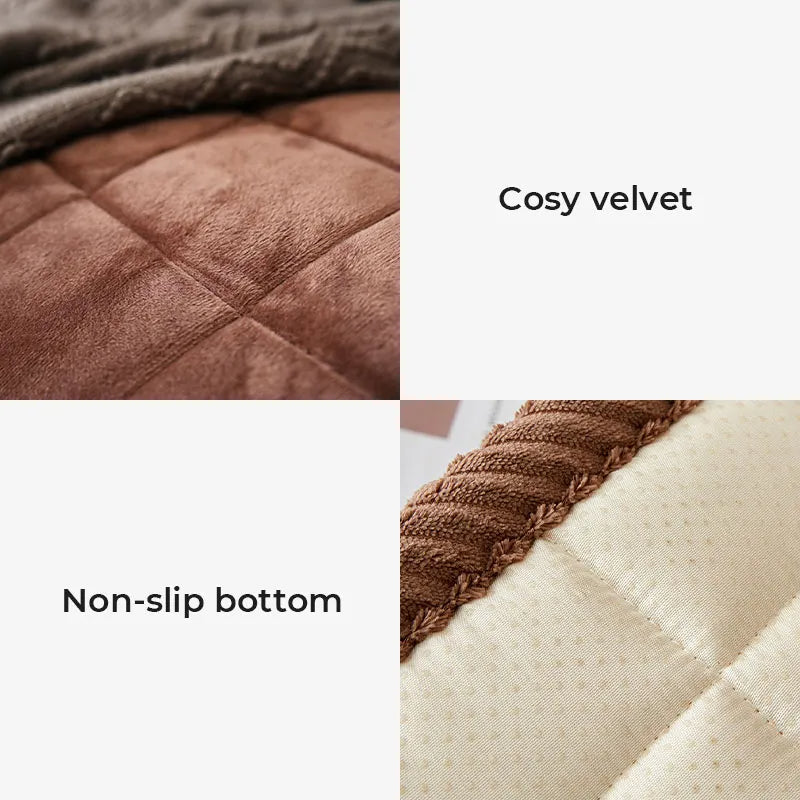 Large Plaid Velvet Comfortable Non-slip Couch Cover