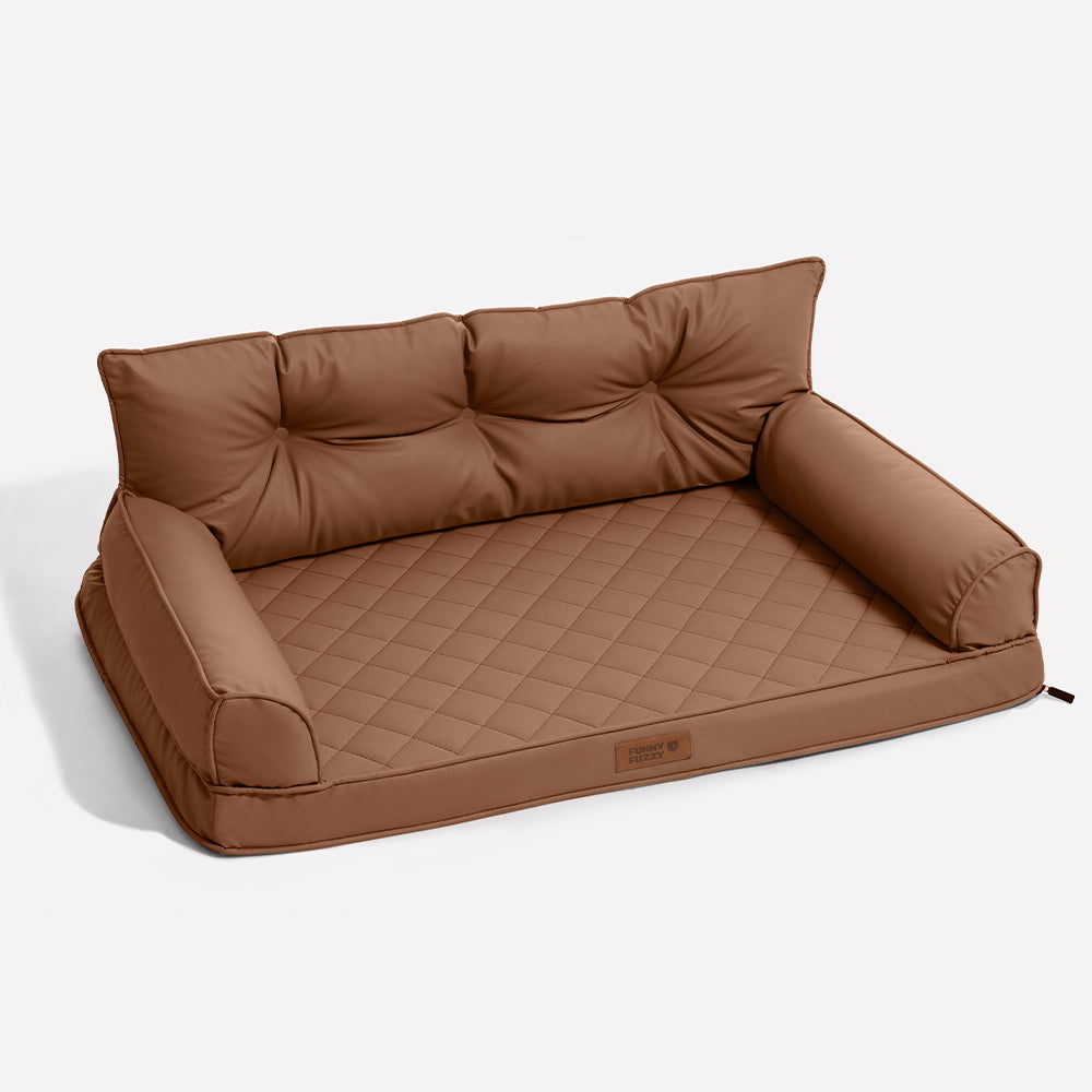 Luxe Kunstleder Faltbares Orthopädisches Großes Hundebett - Outdoor