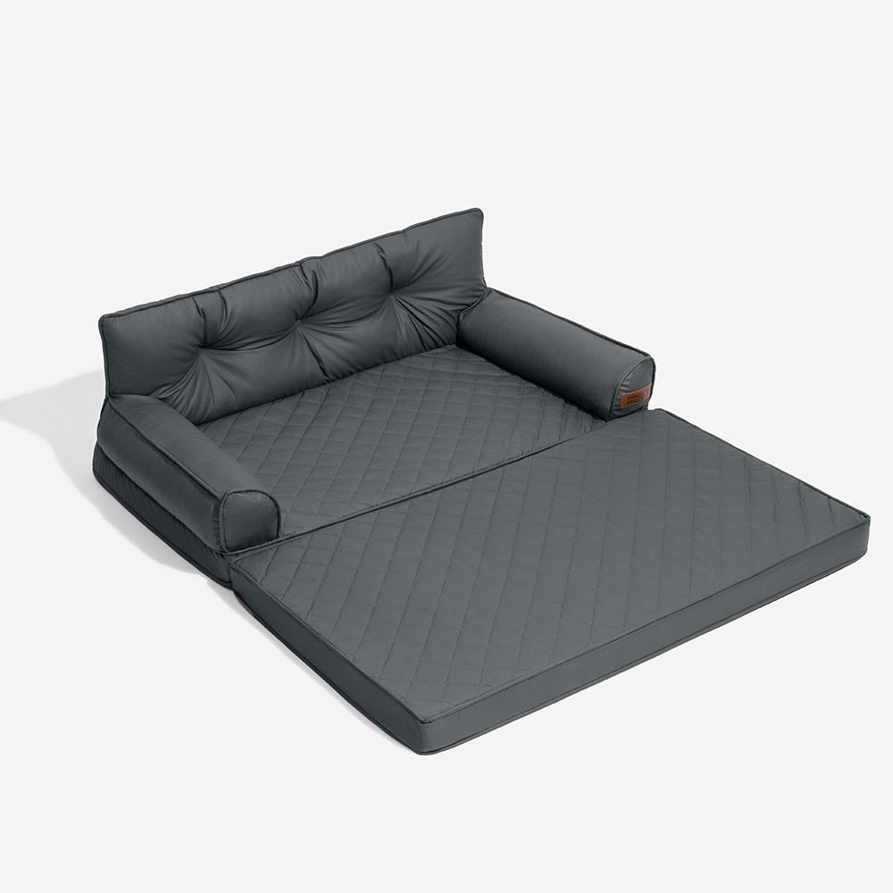 Luxe Kunstleder Faltbares Orthopädisches Großes Hundebett - Outdoor