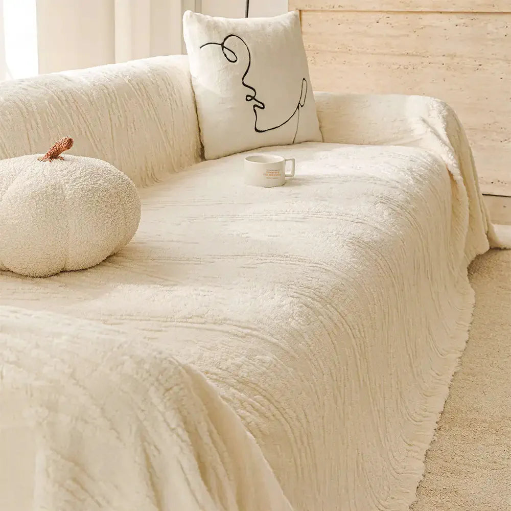 Luxuriöser, dicker Sofabezug aus nordischem Jacquard-Fleece – kratzfest und weich