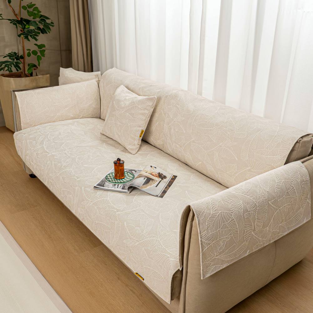 Luxuriöser Sofaschutzbezug aus Jacquard mit einfarbiger Blattstruktur