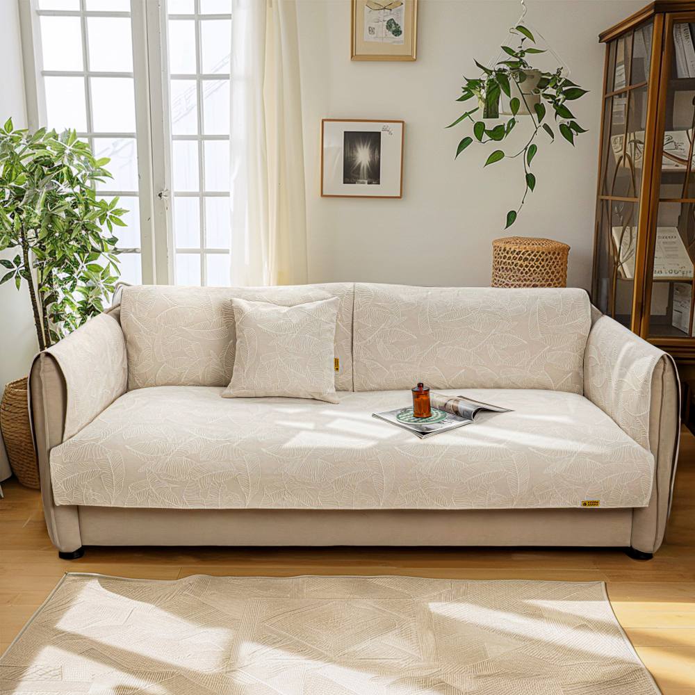 Luxuriöser Sofaschutzbezug aus Jacquard mit einfarbiger Blattstruktur