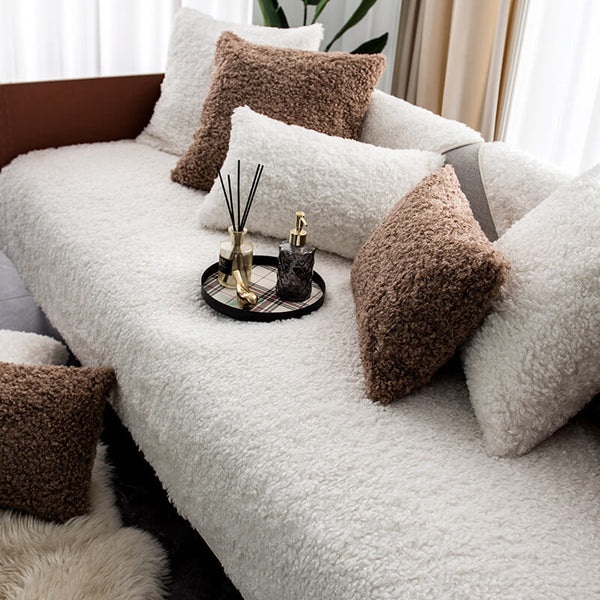 Luxuriöse Warme Rutschfeste Sofaabdeckung Fleece-Möbelschutzmatte