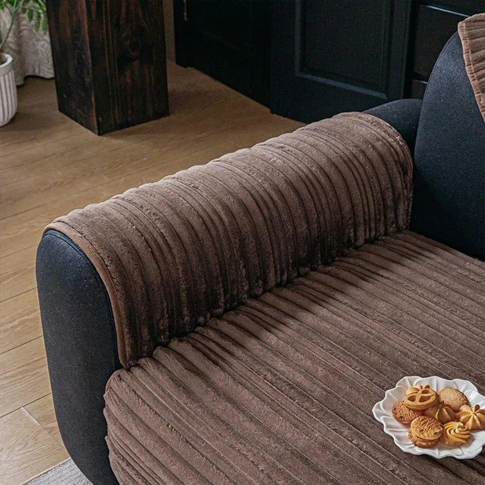 Moderne asymmetrische Streifen weiche Plüsch rutschfeste Sofabezug