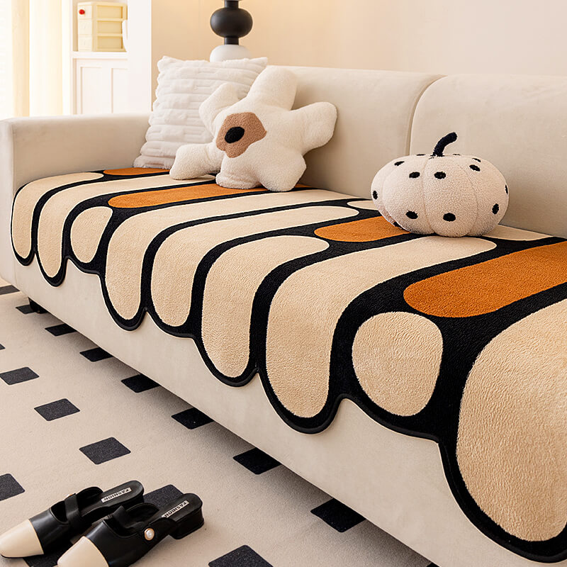 Moderner unregelmäßig geformter Chenille kratzfester Sofaüberzug