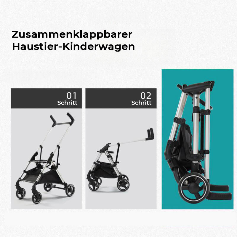 Ultraleichter und Abnehmbar Multifunktionaler 2-in-1-Haustierkinderwagen aus Aluminiumlegierung