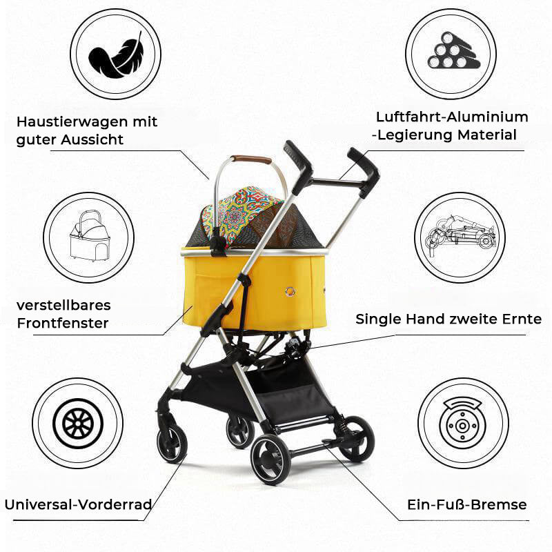 Ultraleichter und Abnehmbar Multifunktionaler 2-in-1-Haustierkinderwagen aus Aluminiumlegierung