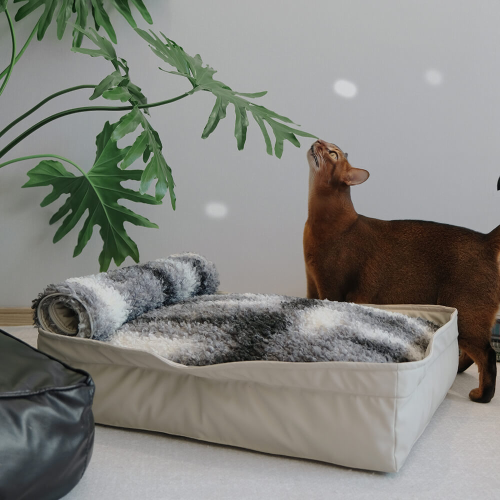 Multifunktionales Haustiernest-Hundebett aus Lammfellimitat und Leder