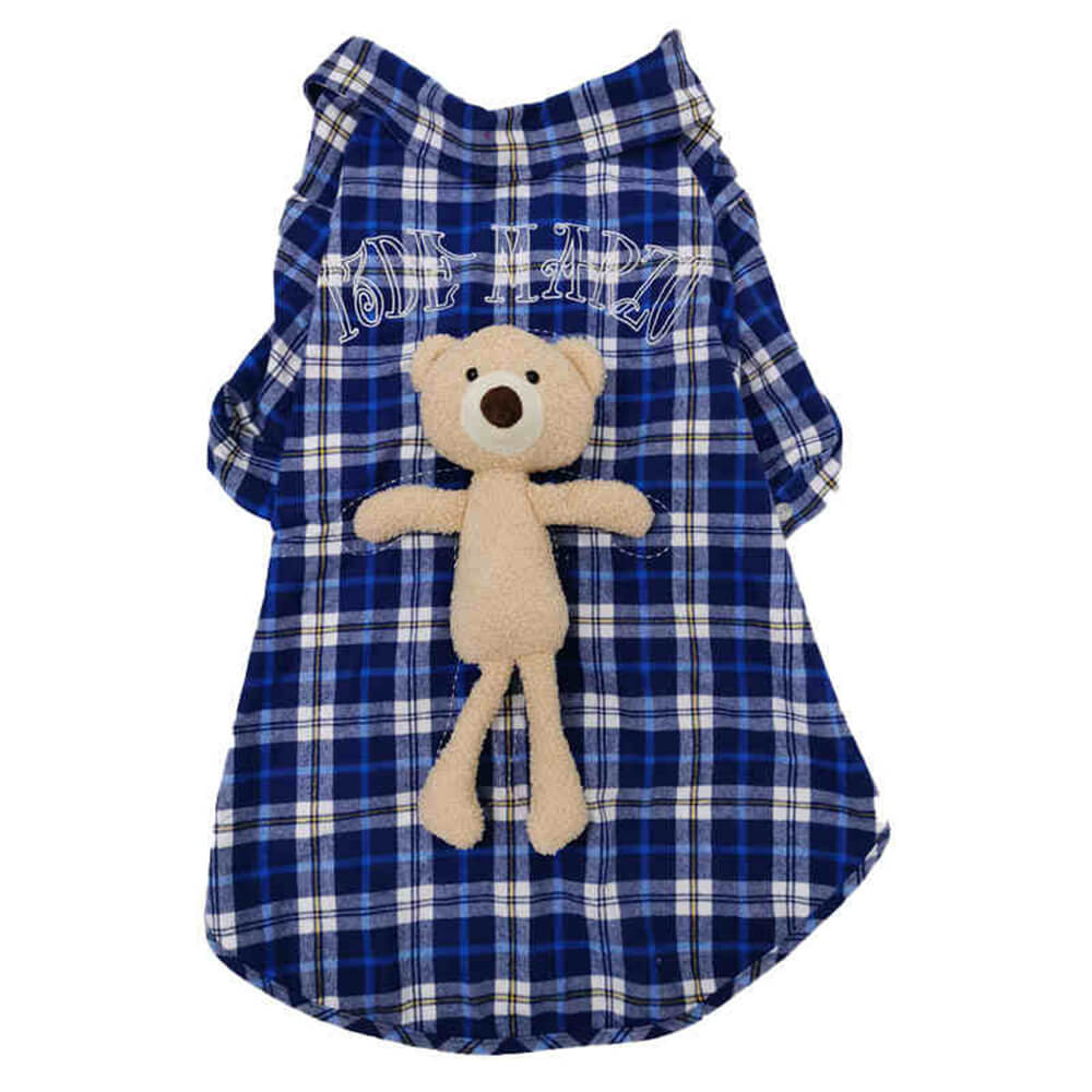 Travel Vintage Plaid Bear Doll Hunde Poloshirt