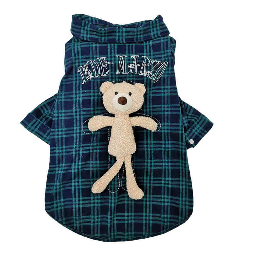 Travel Vintage Plaid Bear Doll Hunde Poloshirt