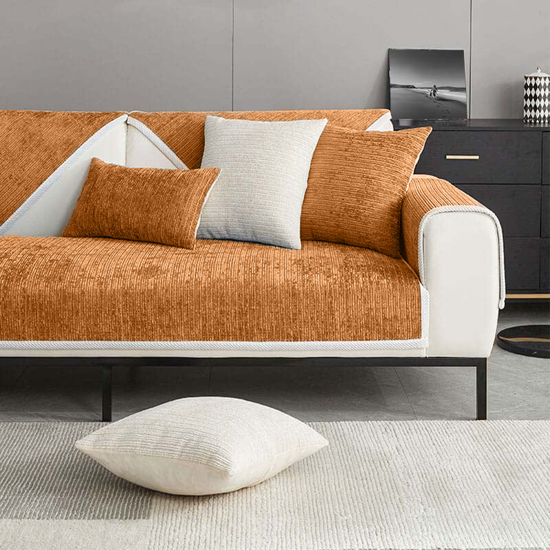 Wasserfest Antimikrobiell Einfaches Chenille-Gewebe Kratzfest Sectional Sofa-Bezug