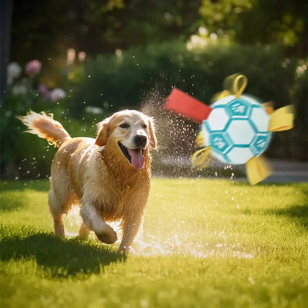 Pfotenabdruck Fußball Hundekauspielzeug mit Gurten