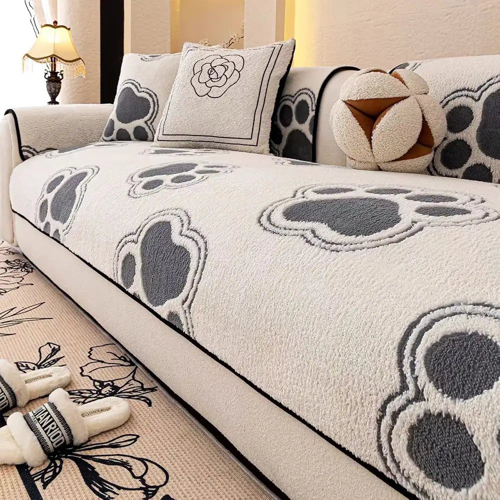 Pfotenabdruck Weicher Polar Fleece Sofa Schutz Rutschfeste Couchabdeckung