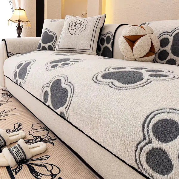 Pfotenabdruck Weicher Polar Fleece Sofa Schutz Rutschfeste Couchabdeckung